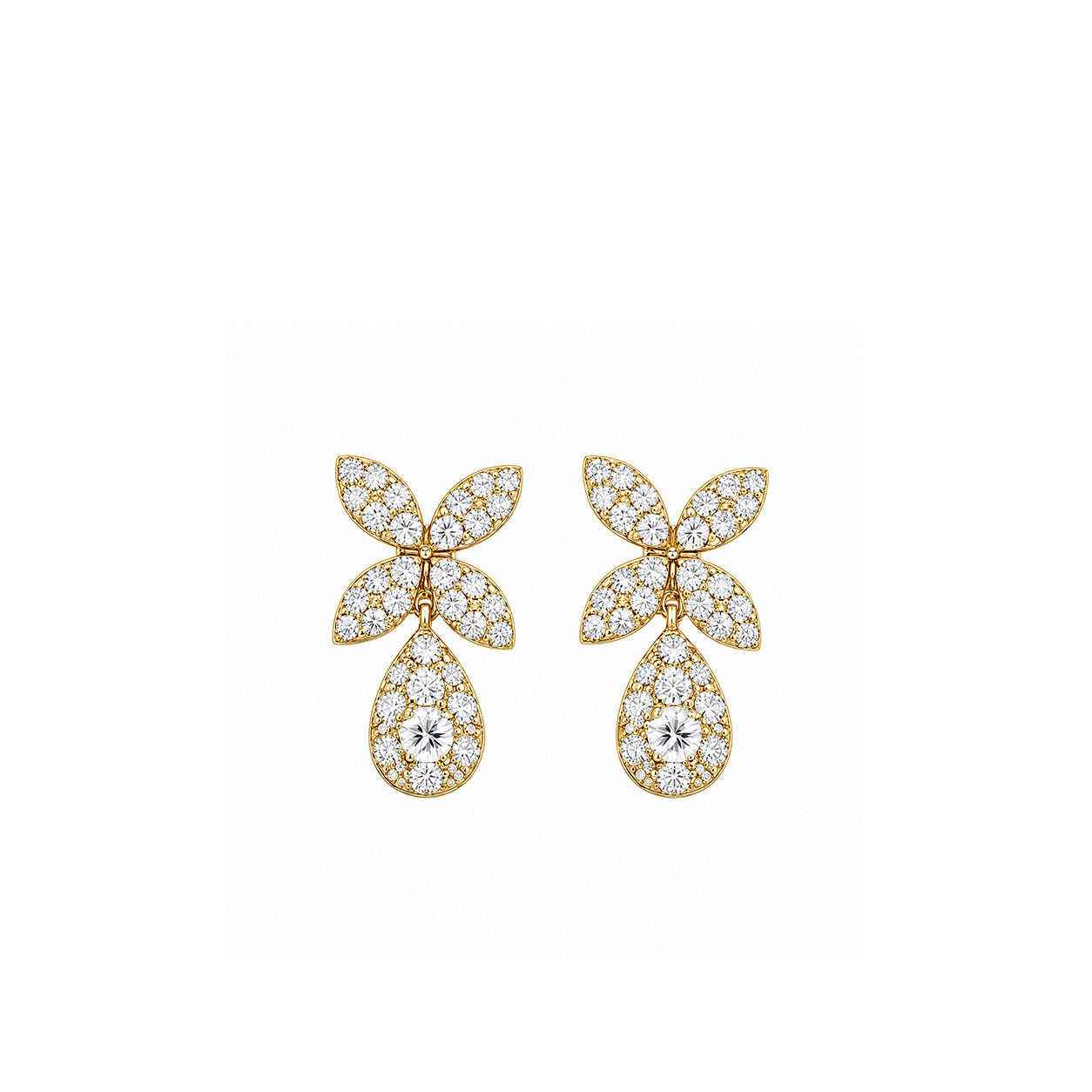 Sparkling Floral Teardrop Diamond Diamond Drop Earrings