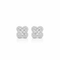 Mosaic Clover Diamond Stud Earrings