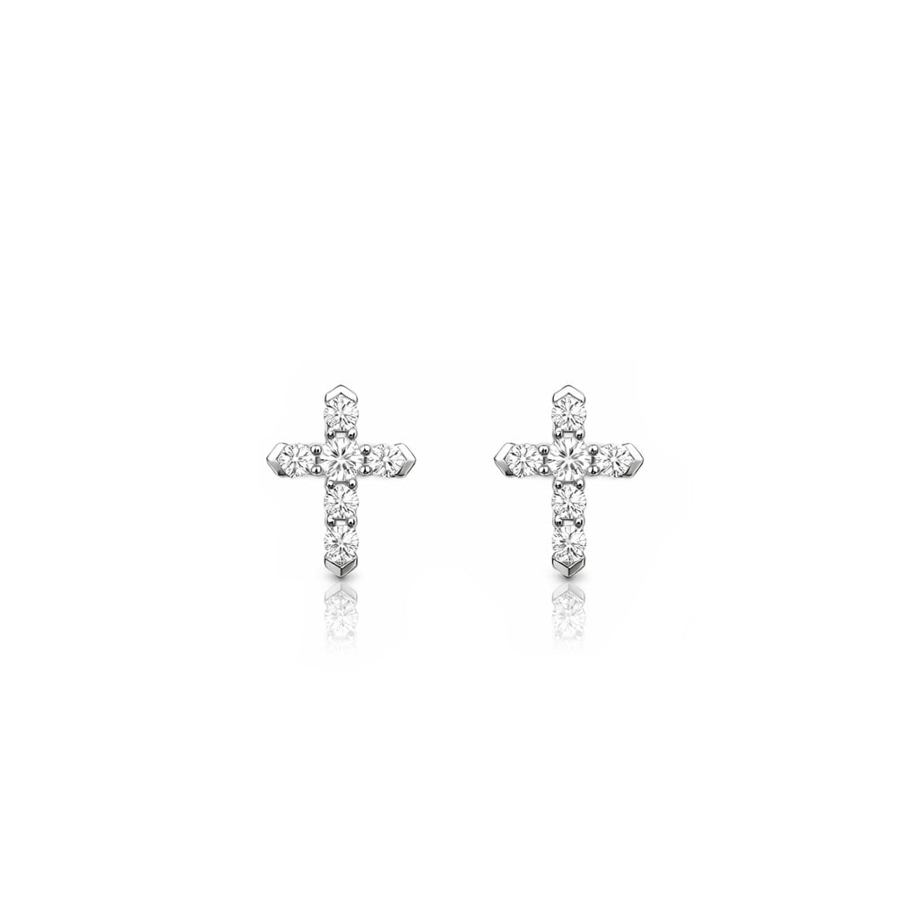 18K Sparkle Cross Diamond Earrings