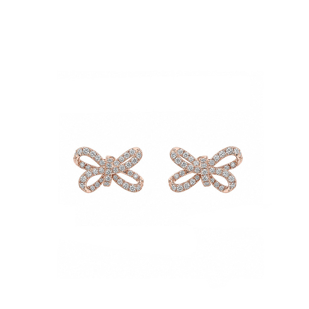 Sparkling Pavé Ribbon Bow Stud Earrings