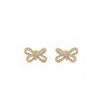 Sparkling Pavé Ribbon Bow Stud Earrings