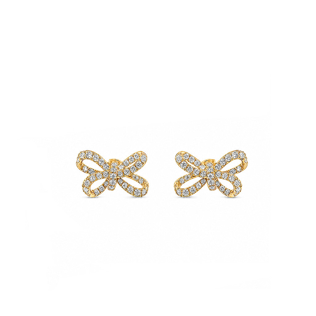Sparkling Pavé Ribbon Bow Stud Earrings