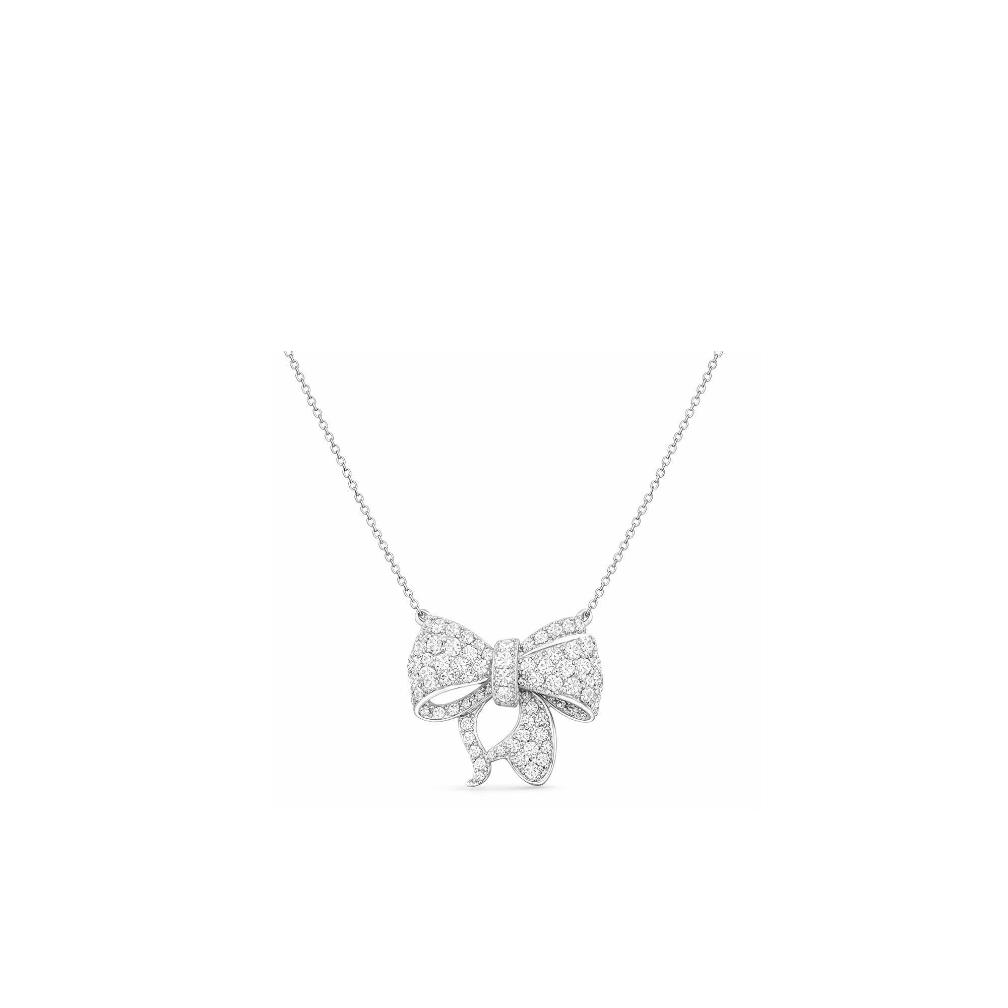 18K Sparkling Pave Bow Diamond Necklace