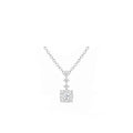 18K Round Halo pnear Drop Diamond Necklace