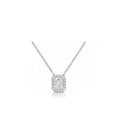 18K Classic Emerald Cut Halo Diamond Necklace