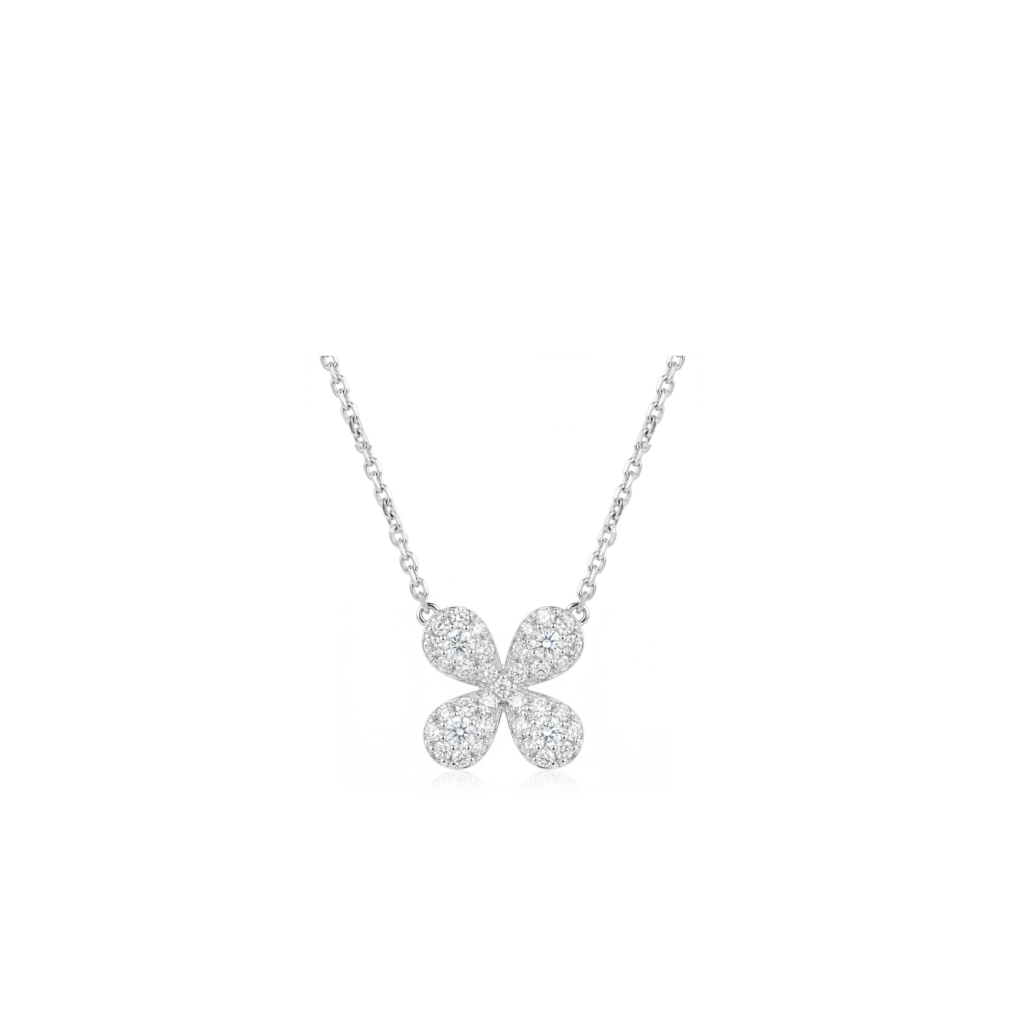 18K Pave Crystal Flower Diamond Necklace