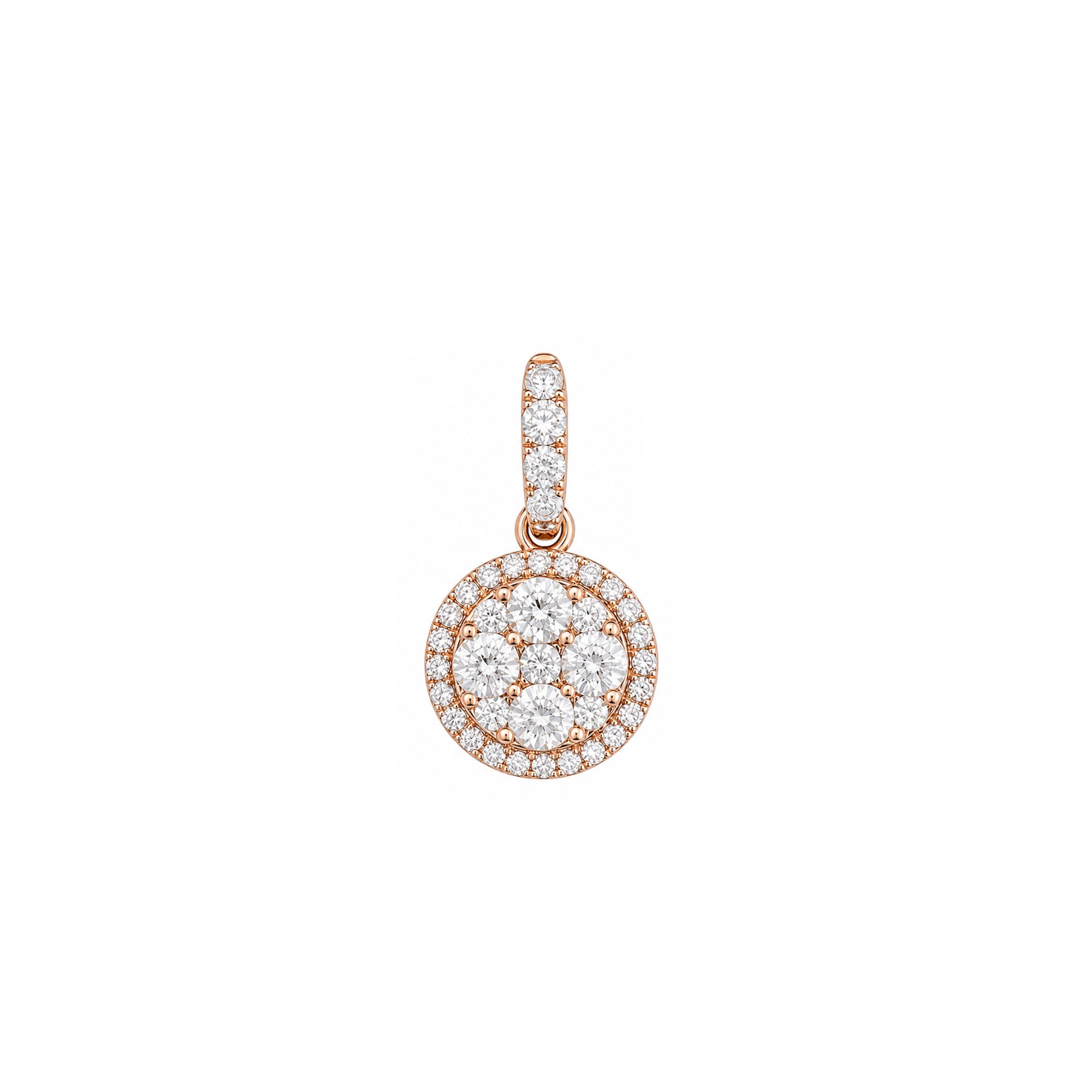 18K Round Halo Diamond Pendant