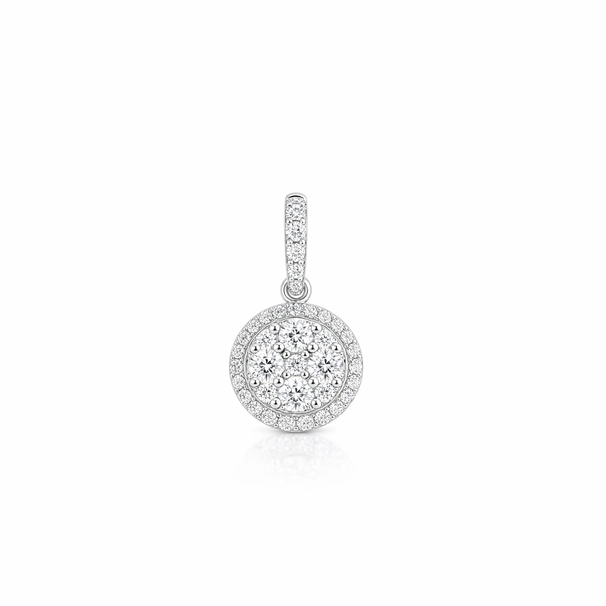18K Round Halo Diamond Pendant