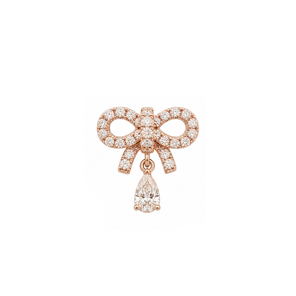 Pave Bow Drop Diamond Pendant