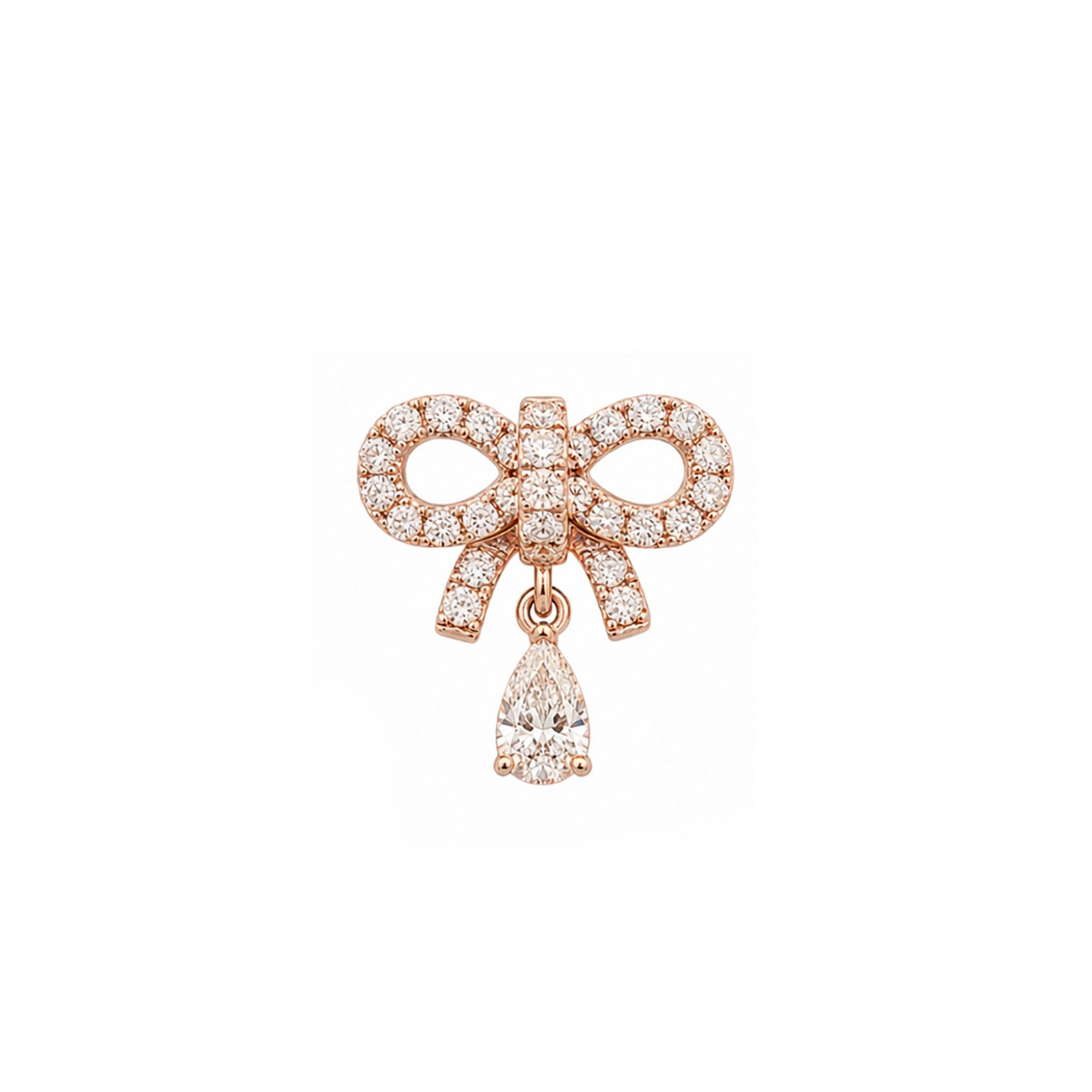 Pave Bow Drop Diamond Pendant