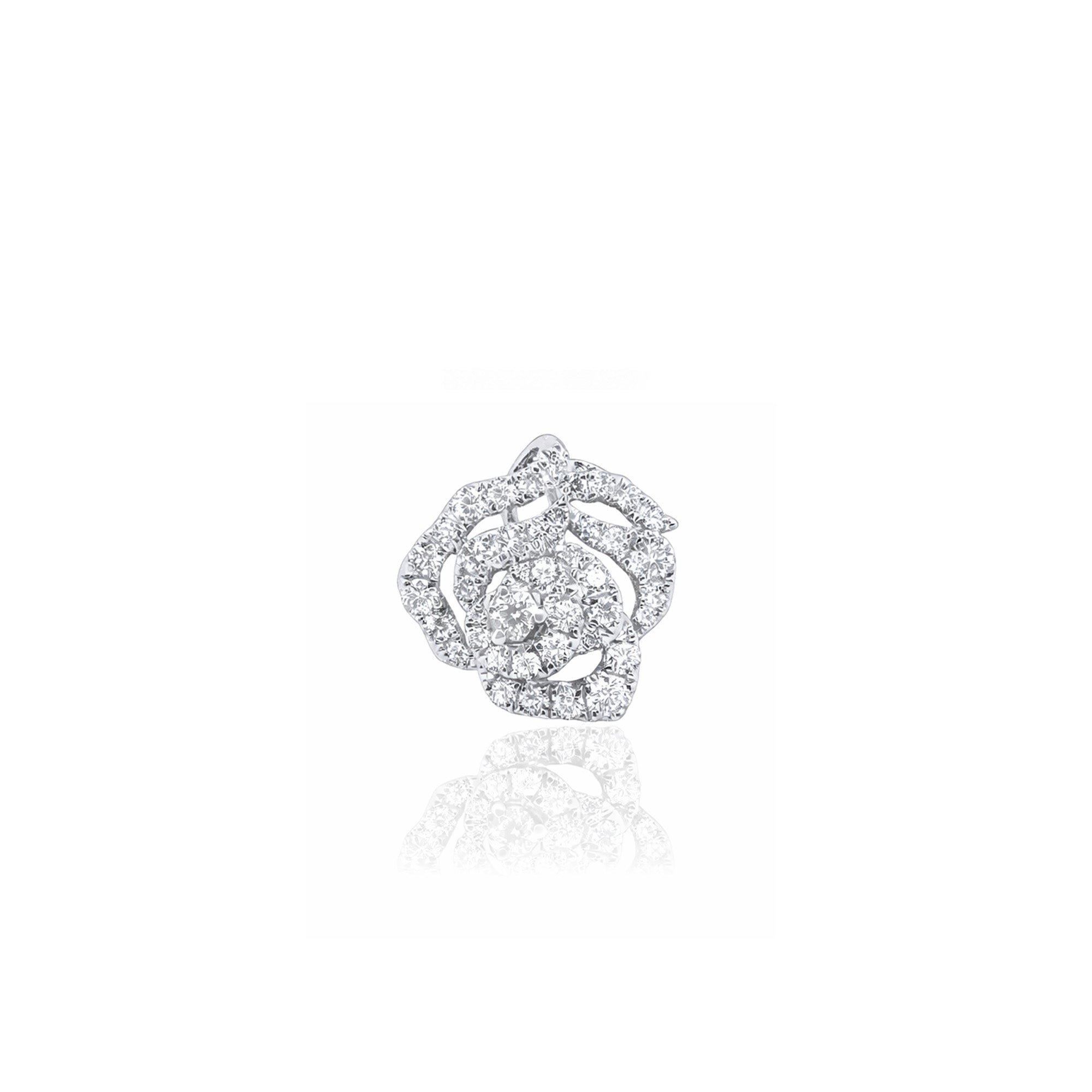 18K Diamond Simulant Rose Pendant