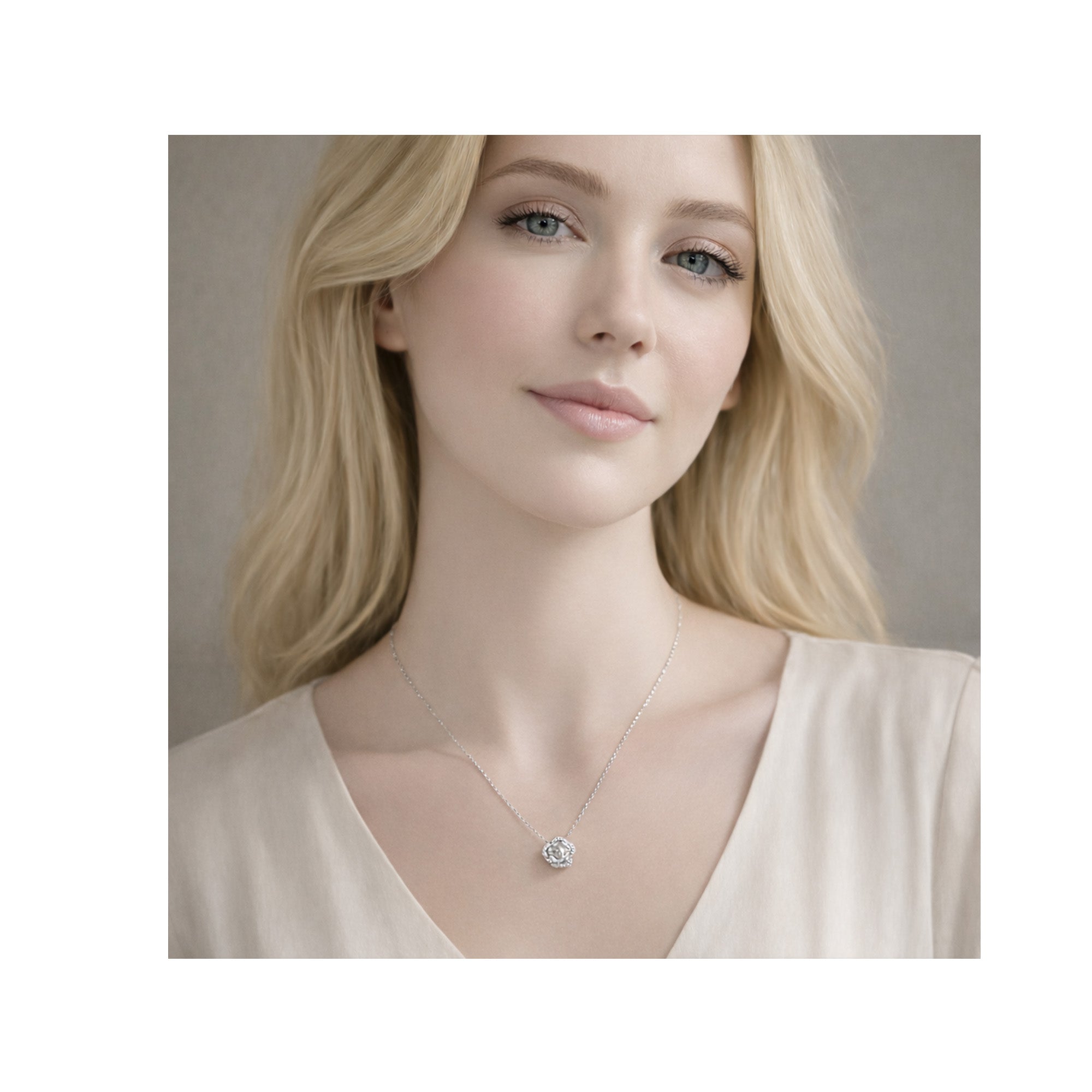 18K 鍍玫瑰金鑽石擬真吊墜