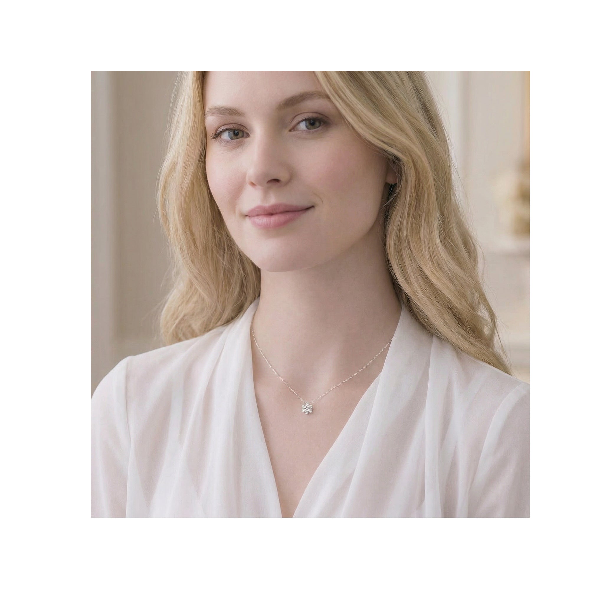 18K 閃亮水晶花簇吊墜