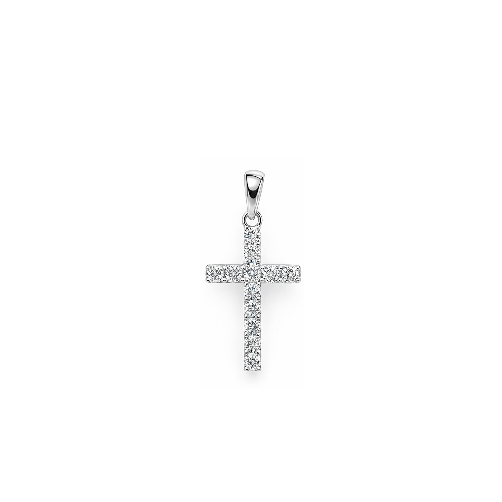 18K White Gold Classic Diamond Cross Pendant