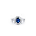 18K Blue Oval Twisted Halo Ring