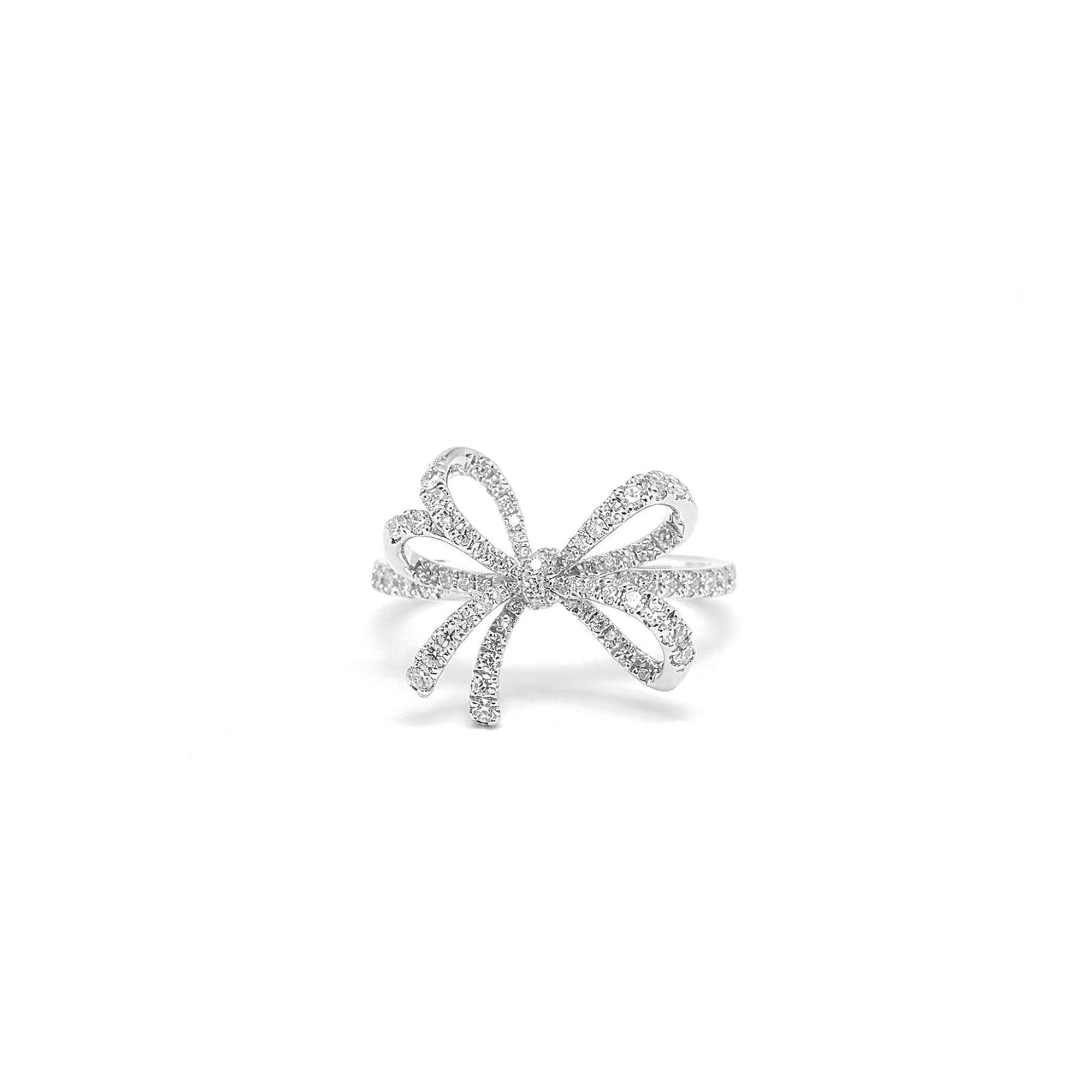 18K Pave Bow Diamond Ring